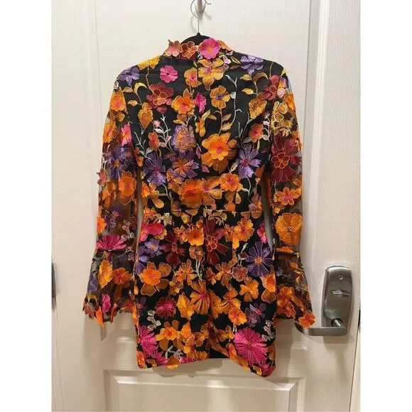 Elliatt Alessandra Floral Mini Dress In Orange Cocktail Wedding Guest size S NWT - Picture 5 of 6